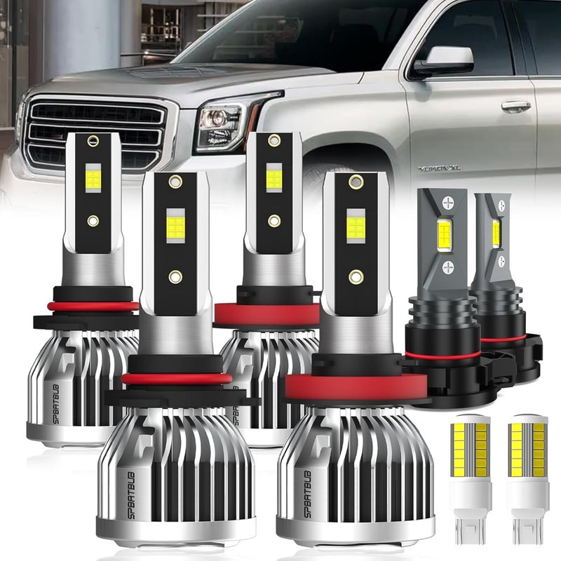 SPBRTBUB Dedicated Bulbs for 2015-2019 GMC Yukon light Bulbs, 9005 High Beam H11 Low Beam H16 Fog Light Turn signal Lights Combo, 8-Pack - Image 1